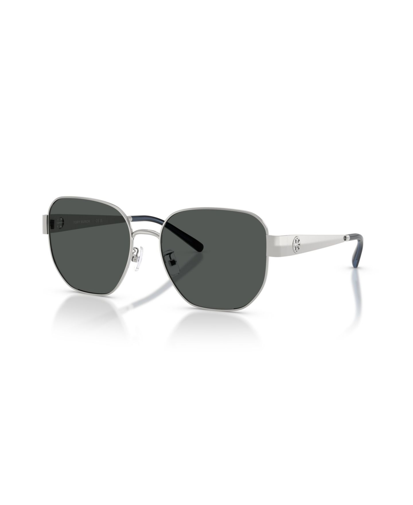 Женские солнцезащитные очки Tory Burch Geometric Sunglasses, TY6117, цвет: Блестящий светлый золотой — фото 16