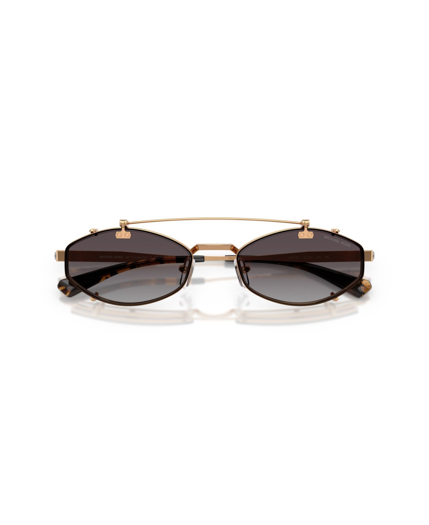 Мужские солнцезащитные очки Michael Kors Oval Palo Alto Sunglasses, MK1175, цвет: Бежевый золотой — фото 12
