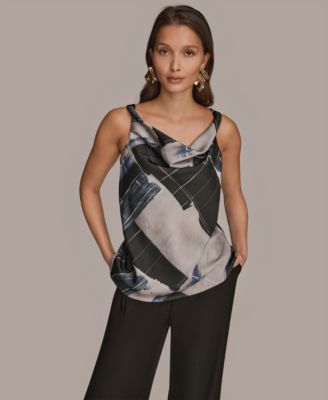 Donna Karan New York - Women's Twist Shoulder Cowl Neck Sleeveless Camisole Top