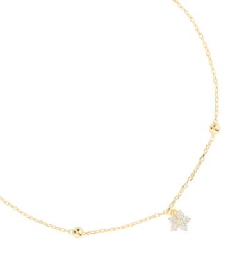 Cubic Zirconia Flower Beaded Anklet (0.14 ct. t.w.) in 14k Gold Over Sterling Silver (also in Sterling Silver)