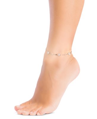 Cubic Zirconia Butterfly Anklet (1.20 ct. t.w.) in Sterling Silver (also in 14k Gold over Sterling Silver)