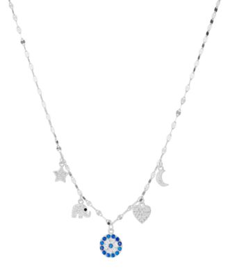 Macy's - Cubic Zirconia Eye Luck Charm Pendant Necklace (0.856 ct. t.w.) in Sterling Silver (also in 14K Gold Over Sterling Silver)