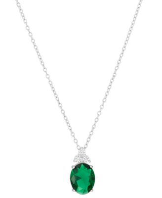 Macy's - Crystal (2.16 ct. t.w.) and Cubic Zirconia (0.09 ct. t.w.) Pendant Necklace in Sterling Silver