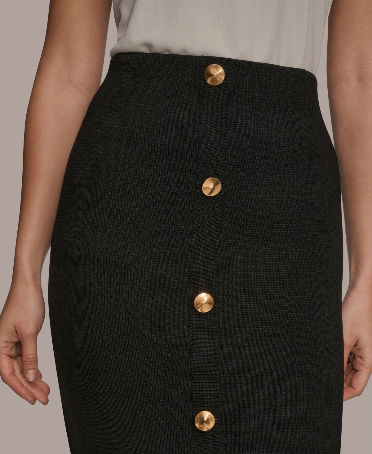 Donna Karan New York Women's Straight Knit Pull-On Midi Skirt