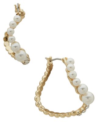 Emily in Paris - Glass Stone, Glass Pearl & Cubic Zirconia Gold-Tone Hoop Earrings