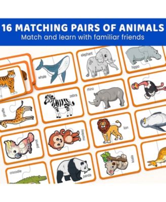 16 Pairs of Wood Animals - Memory Matching Games for 2-4 Ages