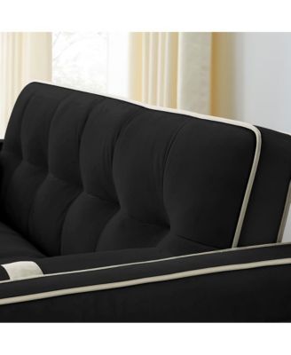 1-Piece Velvet & Metal Sleeper Sofa – USB Ports, Adjustable Backrest, Pull-Out Bed, Pillows Included