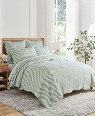 Martha Stripe Reversible 3-Pc. Quilt Set, Full/Queen
