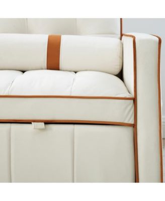 1-Piece Velvet & Metal Sleeper Sofa – USB Ports, Adjustable Backrest, Pull-Out Bed, Pillows Included