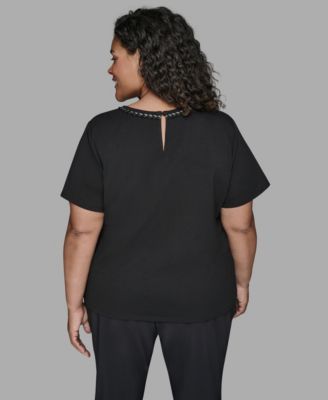 Plus Size Tweed Short Sleeve Top