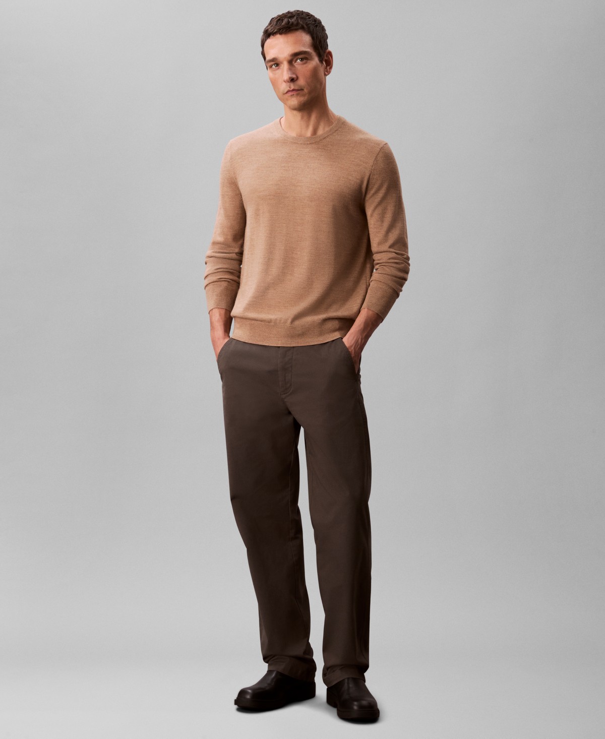 Мужские Calvin Klein Men's Merino Wool Blend Crewneck Sweater — фото 1