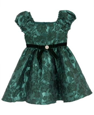 Girls' 2T-6X Two-Tone Brocade Short-Sleeve Dress