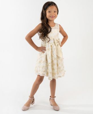 Rare Editions - Girls 2T-6X 3D Flower Round Neck Dress