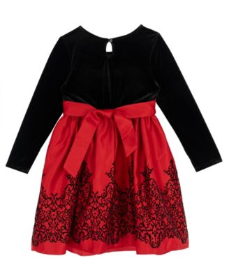 Girls' 2T-6X Mini Bag and Long-Sleeve Jewel Bow Dress, 2-Piece Set
