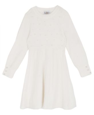 Girls' 7-16 Long-Sleeves Pleated Sweater Dress