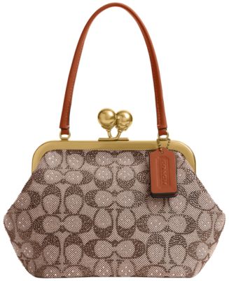 COACH Kisslock Small Crystal Signature Jacquard Frame Bag - Macy's