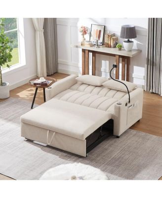 5-Piece Pull-Out Sofa Bed Set with USB Ports, Cup Holders, Side Pockets, and Adjustable Backrest