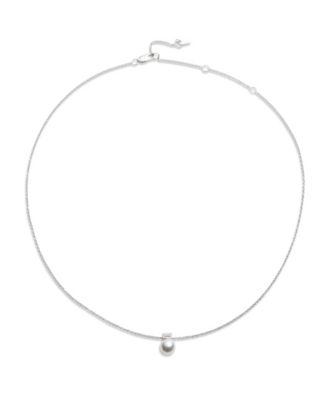 Cubic Zirconia & Imitation Pearl Sterling Silver Pendant Necklace