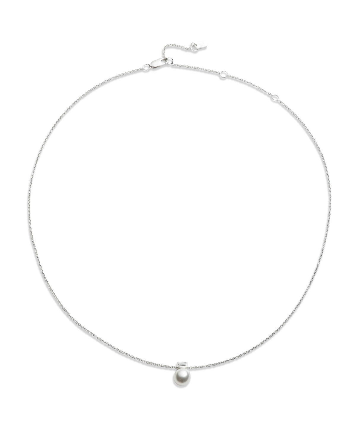 Ralph Lauren Cubic Zirconia & Imitation Pearl Sterling Silver Pendant Necklace In White