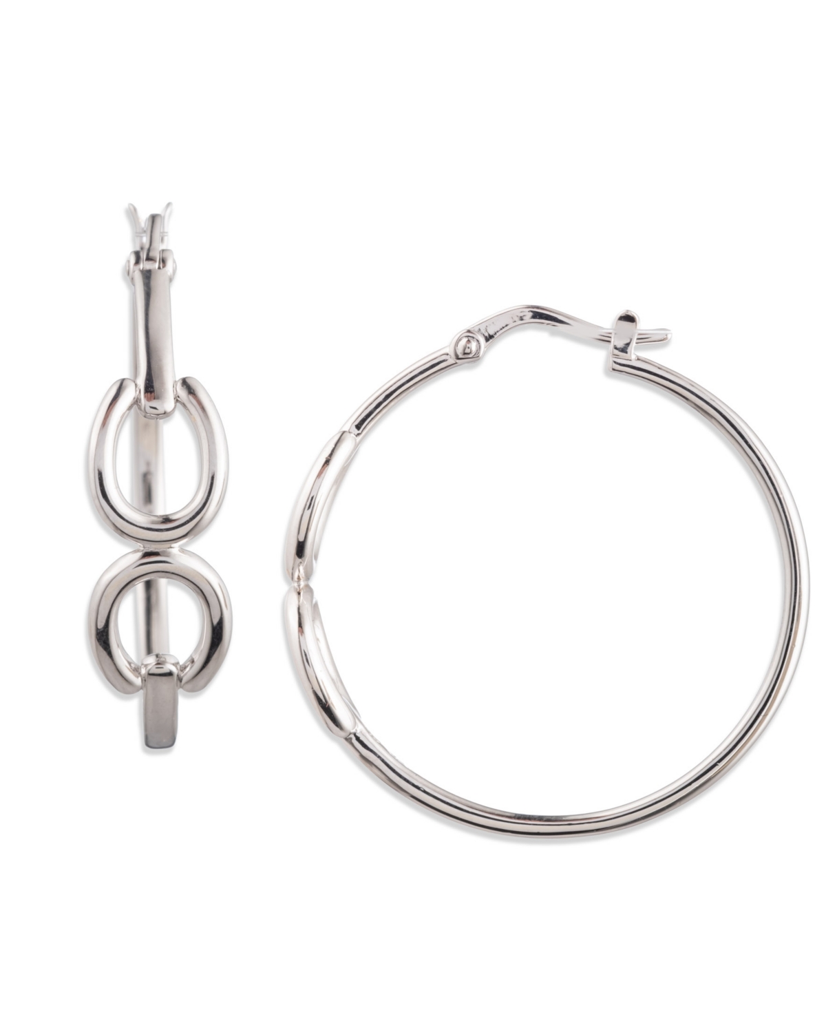 Ralph Lauren Sterling Silver Horsebit Hoop Earrings In Metallic