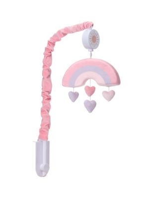 Rainbow Hearts Pink/Purple Musical Baby Crib Mobile Soother Toy
