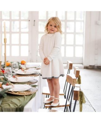 Baby Girls Organic Long Sleeve Mock Neck Bow Detail Sweater Dress