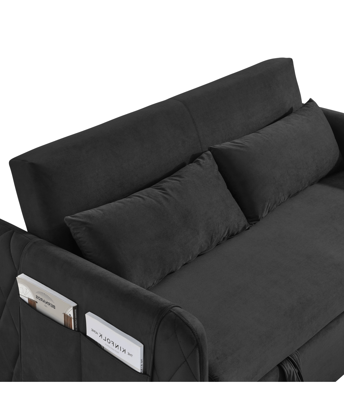 Maison Boucle 55" Velvet Sleeper Sofa with Pull-Out Bed, Reclining Backrest & Side Storage Pockets,Convertible Bed for Small Spaces-Maison B