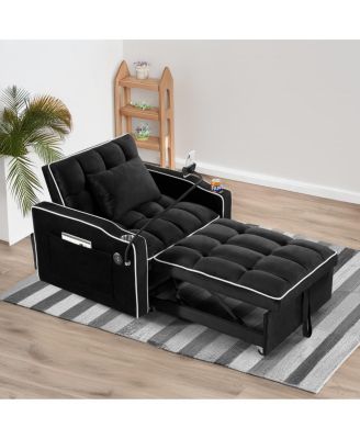 3-in-1 Sleeper Chair Bed – Convertible Recliner Sofa with USB-C Port, Phone Mount & Cup Holder for Small Spaces