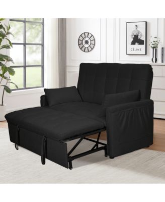   1 Pc   Linen Upholstered, Adjustable Backrest, Side Storage, Smooth Wheels  61", Pull-Out Sleeper   Convertible Sofa Bed