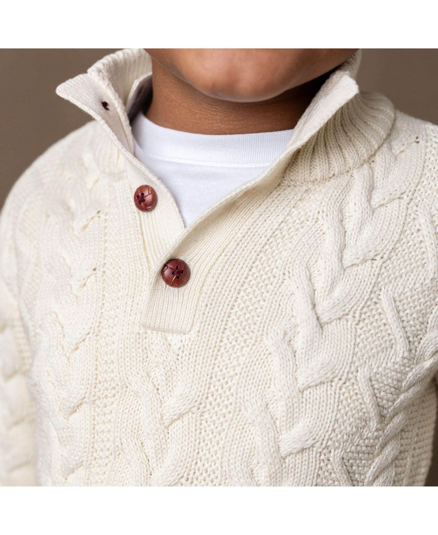 Baby Boys Hope and Henry Mock Neck Cable Sweater with Buttons