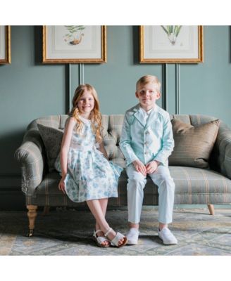 Baby Girls Heirloom Linen Sleeveless Peter Pan Collar Tea Dress with Waist Sash