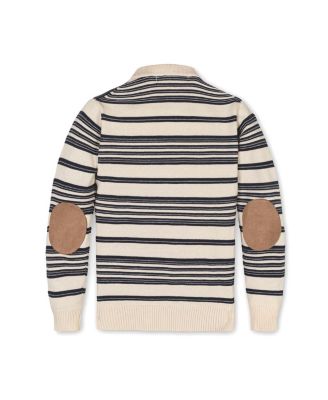 Baby Boys Organic Long Sleeve Henley Pullover Sweater with Elbow Patches