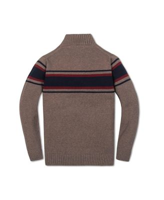 Little and Big Boys' Organic Long Sleeve Half Zip Sweater with Engineered Stripe