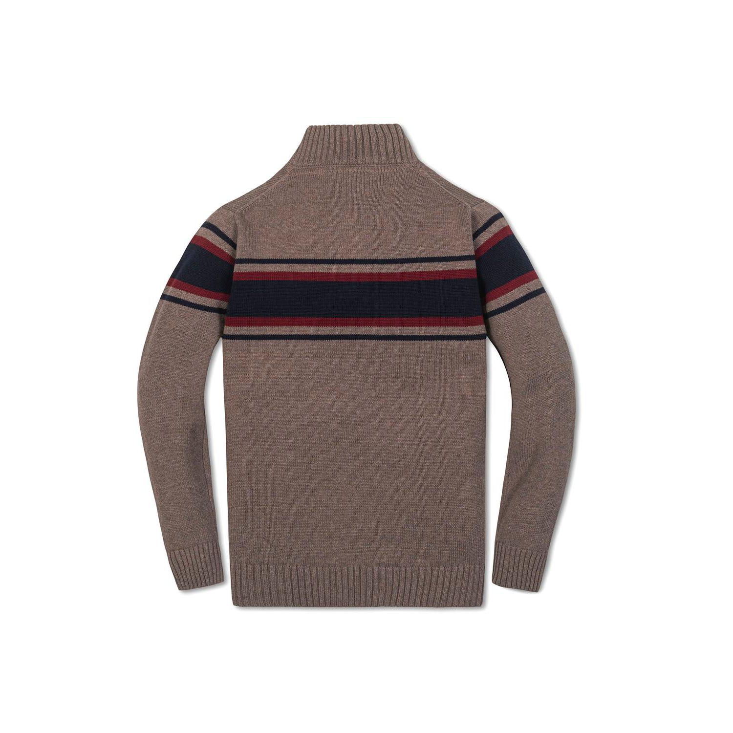 Hope and Henry Little and Big Boys' Organic Long Sleeve Half Zip Sweater with Engineered Stripe