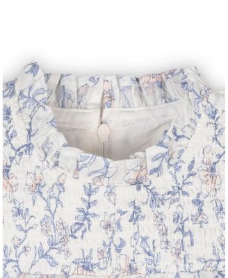 Baby Girls' Organic Long Sleeve Ruffle Neck Smocked Yoke Dress