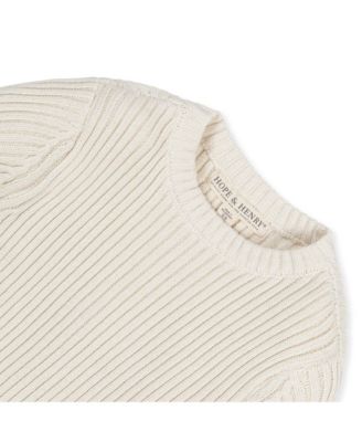 Baby Boys Long Sleeve Herringbone Detail Crew Neck Pullover Sweater