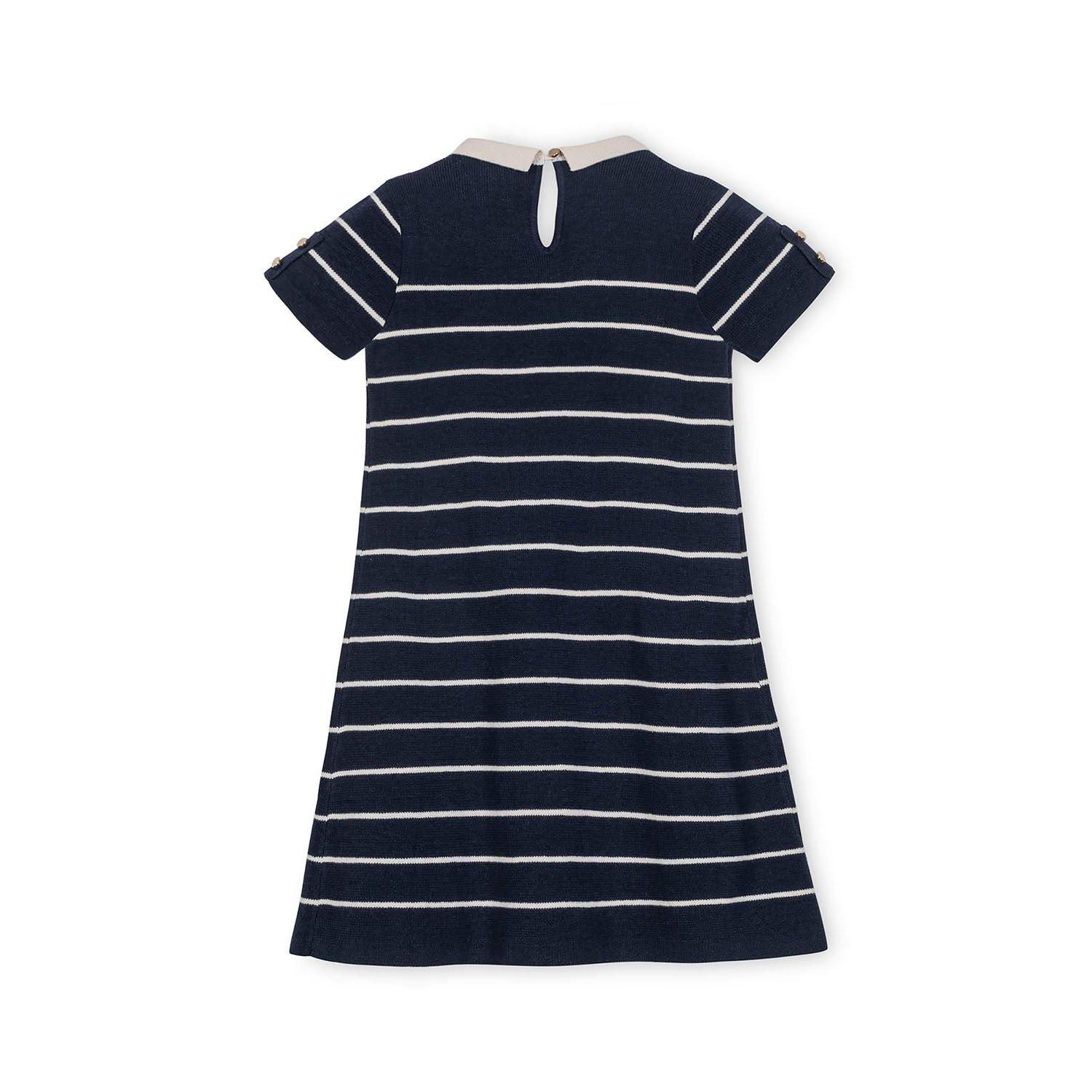 Little Girls Hope and Henry Organic Short Sleeve Milano Sweater Dress with Collar