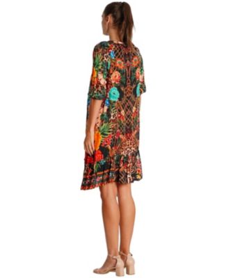 Women's Short Dress with V-Neck and Short Sleeves