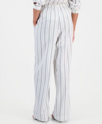Juniors' Wide-Leg Linen-Blend Pants