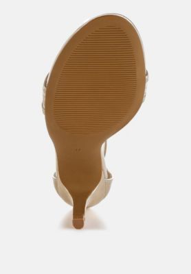 Womens Ninto Metallic Faux Leather Kitten Heels