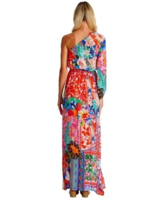 Women's Maxi One Shoulder Floral Dress