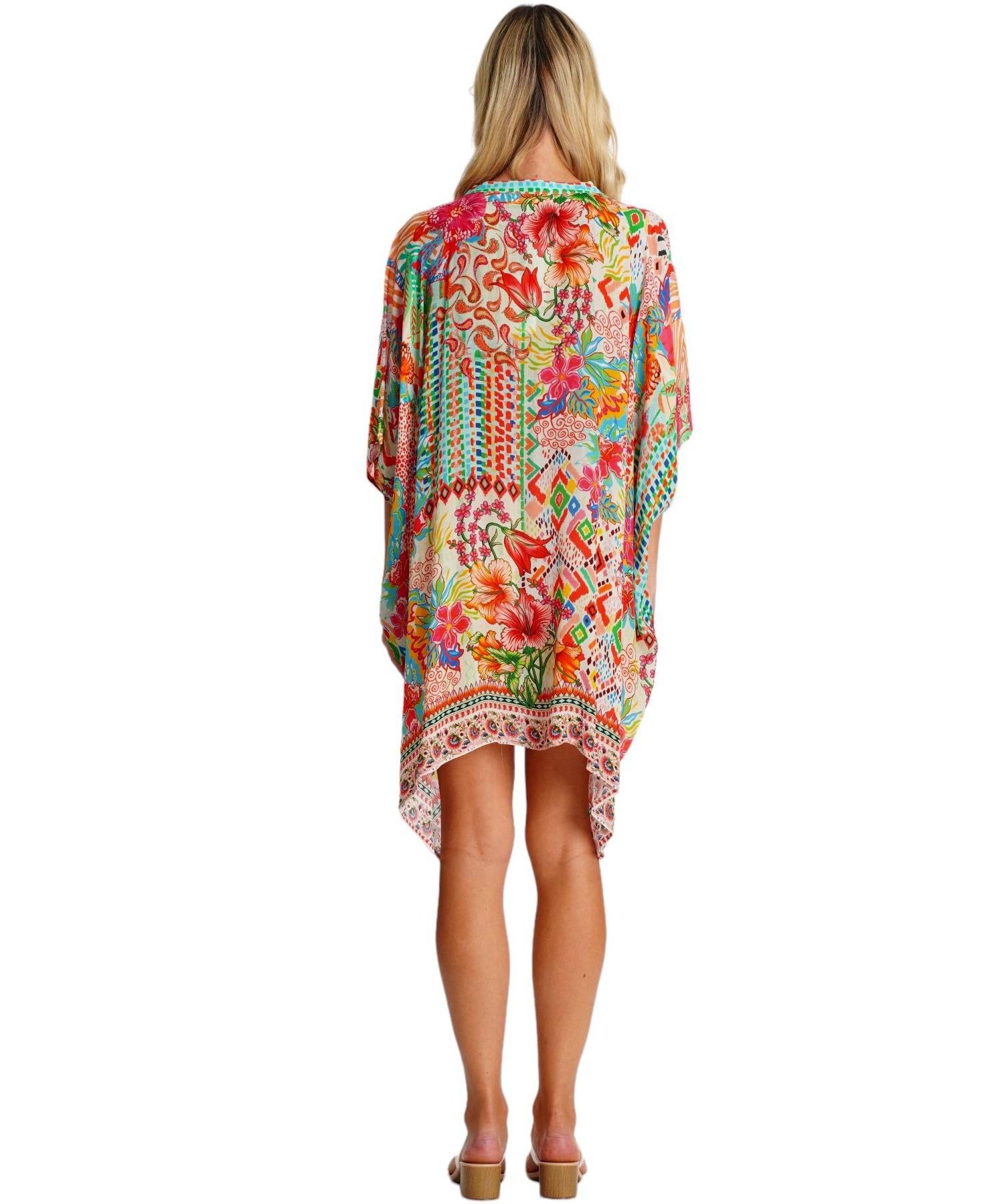 Women's short sleeve mini kaftan dress