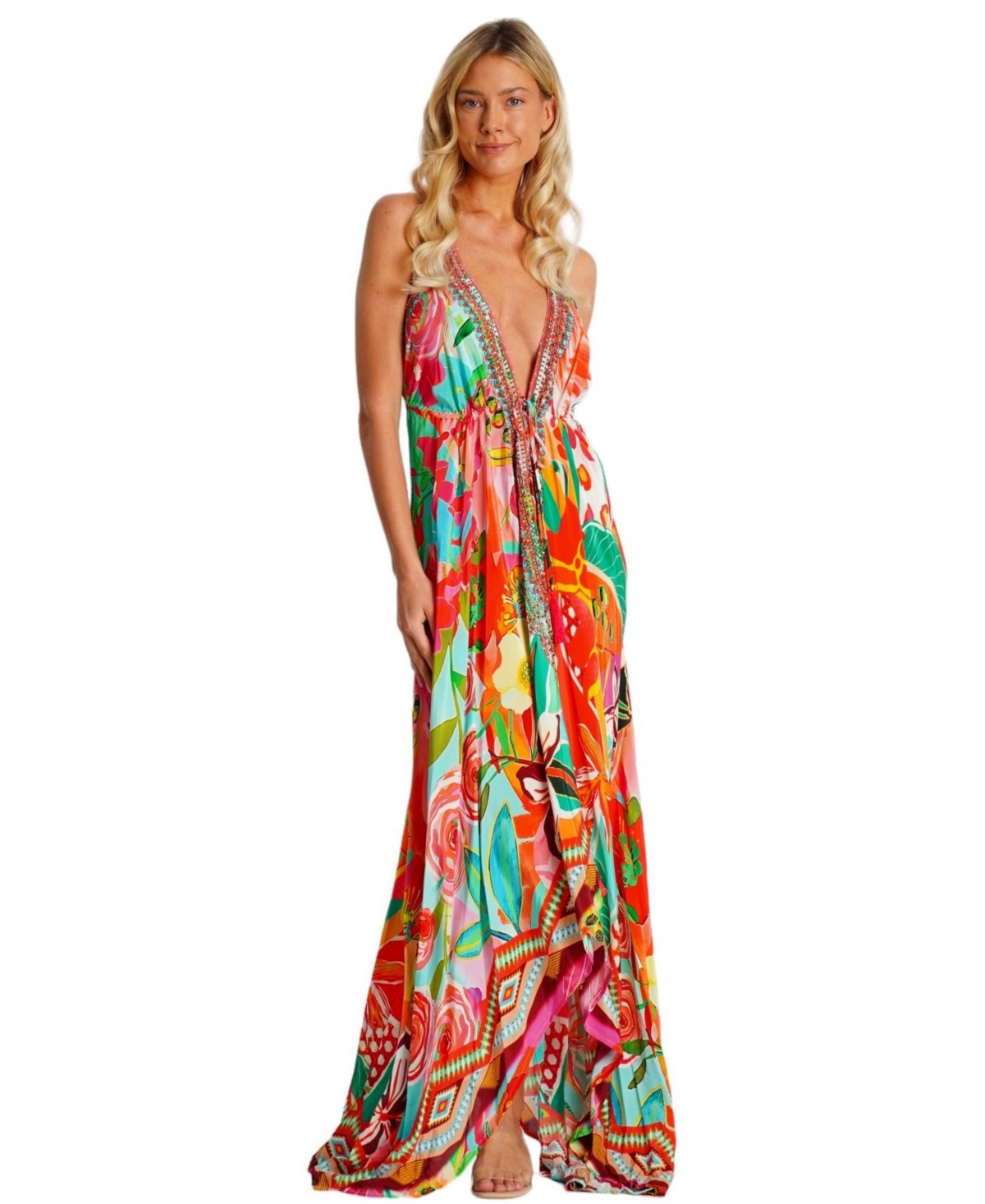 La Moda Clothing Women's Maxi halterneck Dress