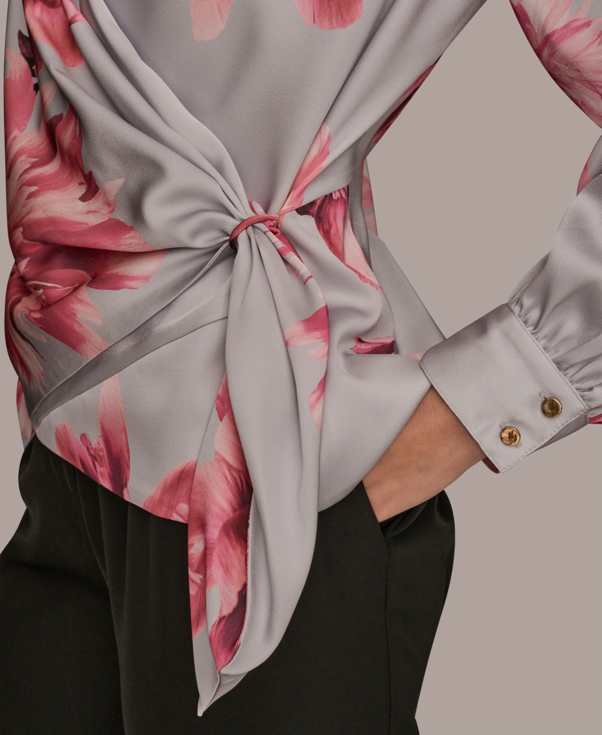 Donna Karan New York Women's Floral Print Long-Sleeve Top