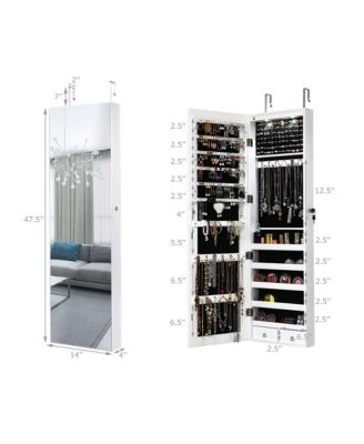 Mirrored Jewelry Cabinet Jewelry Organizer w/2 LED Lights