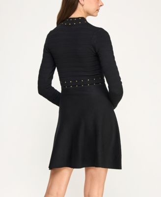 Juniors Nailhead Fit & Flare Sweater Dress