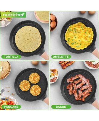 Black Marble Nonstick 17.3 Inch Crepe Pan with Wooden Spreader