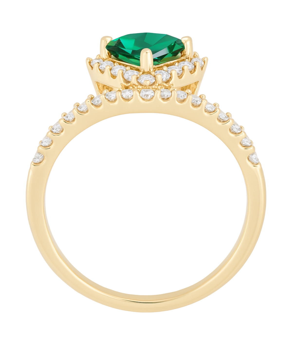 Macy's Lab-grown Emerald (1/2 Ct. T.w.) And Lab-grown White Sapphire (3/8 Ct. T.w.) Ring In 14k Gold Over S In Gold