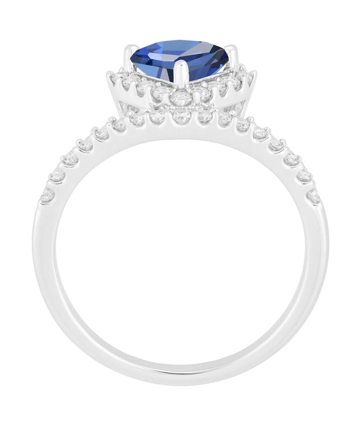 Macy's Lab-grown Sapphire (5/8 Ct. T.w.) And Lab-grown White Sapphire (3/8 Ct. T.w.) Ring In Sterling Silve In Metallic