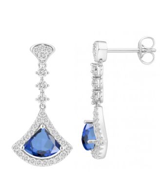 Lab-Grown Sapphire (1-1/4 ct. t.w.) and Lab-Grown White Sapphire (1-1/2 ct. t.w.) Drop Earrings in Sterling Silver (Also Available in Emerald & Ruby)
